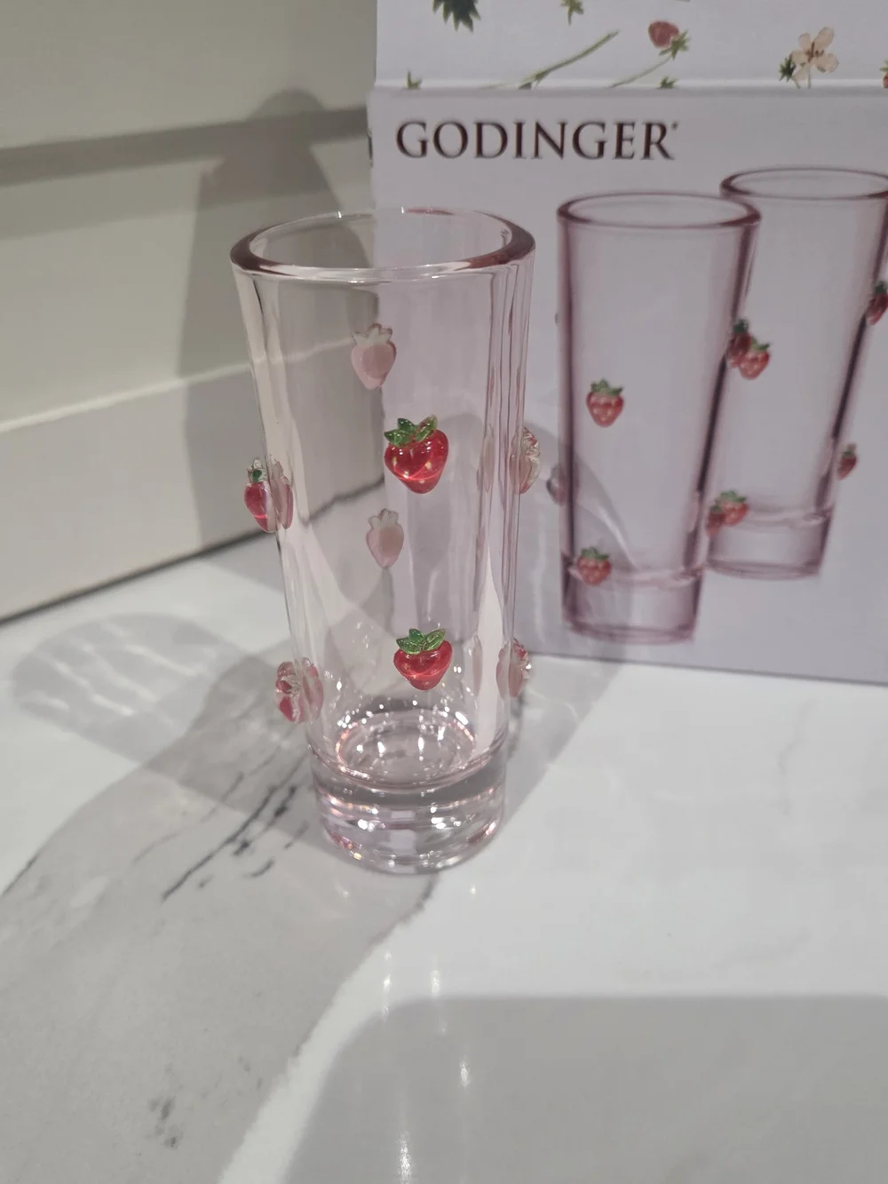 Godinger Pink Strawberry Accent Crystal Shooter Glasses - Set of 4
